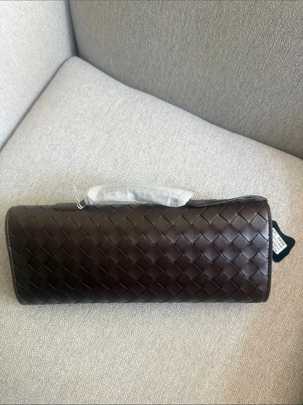 Woven Leather Clutch in Dark Brown with Gold Buckle